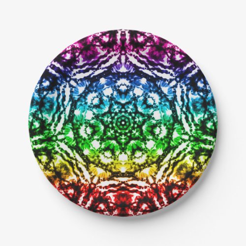 Rainbow Tie Dye Mandala Star Birthday Party Paper Plates