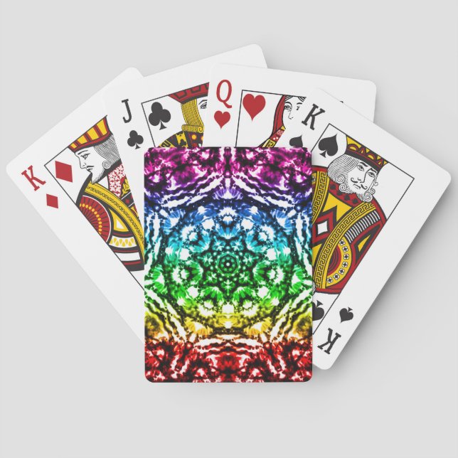 Rainbow Tie Dye Mandala Star Poker Cards (Back)