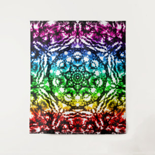 Rainbow Tie Dye Mandala Star Retro Tapestry