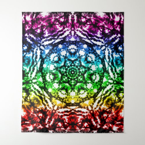 Rainbow Tie Dye Mandala Star Retro Tapestry