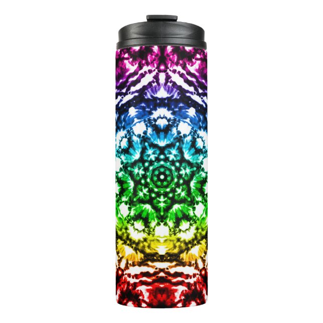 Rainbow Tie Dye Mandala Star Thermal Tumbler (Front)