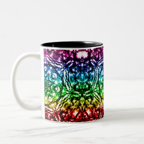 Rainbow Tie Dye Mandala Star Two_Tone Coffee Mug