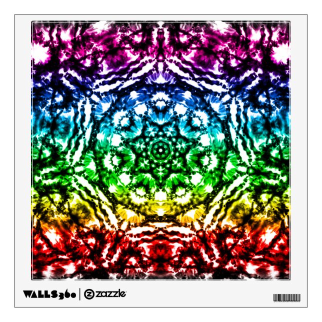 Rainbow Tie Dye Mandala Star Wall Decal (Front)