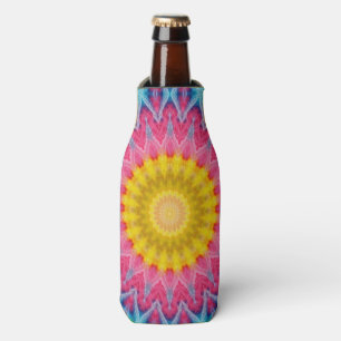 Rainbow Tie-Dye Mandala with Vibrant Symmetry Bottle Cooler