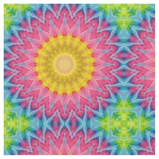 Rainbow Tie-Dye Mandala with Vibrant Symmetry Fabric