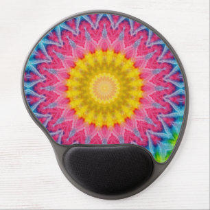 Rainbow Tie-Dye Mandala with Vibrant Symmetry Gel Mouse Pad