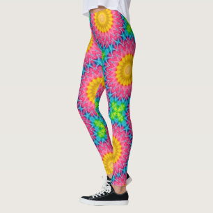 Rainbow Tie-Dye Mandala with Vibrant Symmetry Leggings