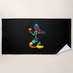 Rainbow Tie-Dye Mermaid Shirt in 60s 70s Retro Hip Beach Towel