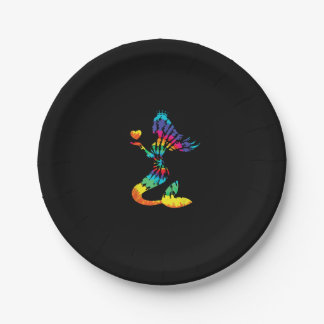 Rainbow Tie-Dye Mermaid Shirt in 60s 70s Retro Hip Paper Plates
