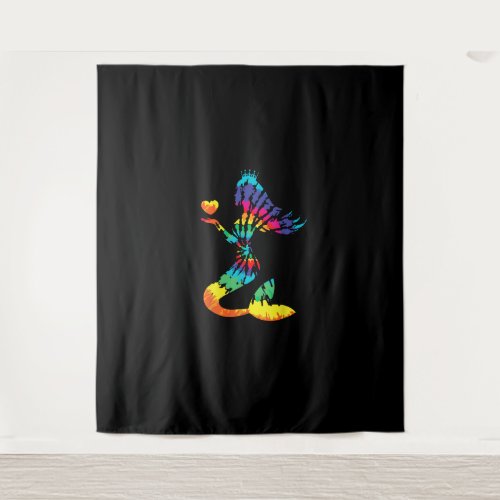 Rainbow Tie-Dye Mermaid Shirt in 60s 70s Retro Hip Tapestry Rainbow Tie-Dye Mermaid Shirt in 60s 70s Retro Hip Tapestry