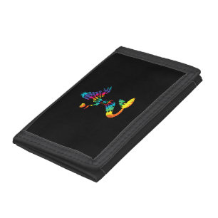 Rainbow Tie-Dye Mermaid Shirt in 60s 70s Retro Hip Tri-fold Wallet