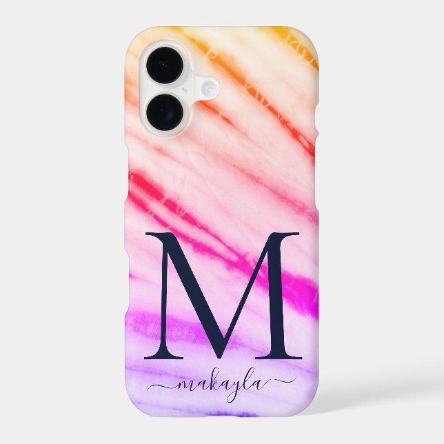 Rainbow Tie Dye Monogram  Iphone Case (Back)