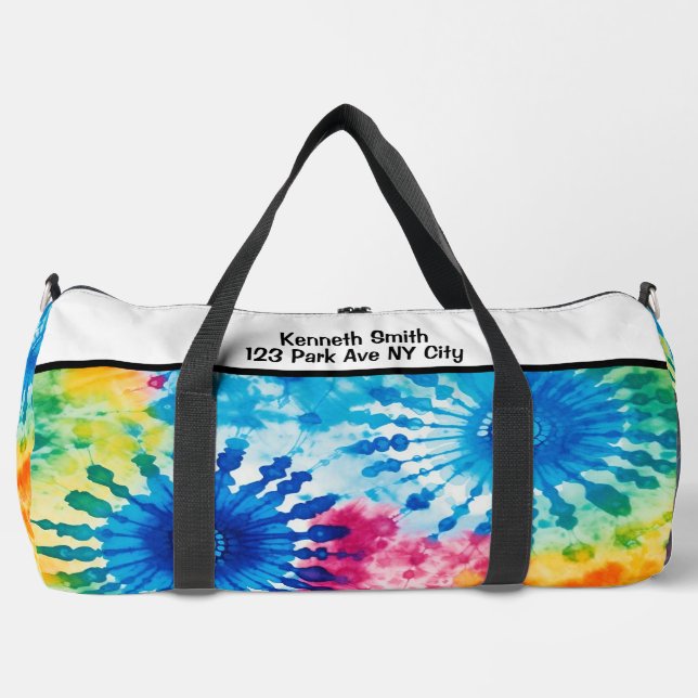 Rainbow Tie Dye Monogram Personalized Gear Duffle Bag (Front)