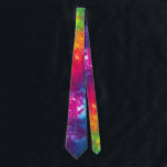 Rainbow Tie-Dye Neck Tie<br><div class="desc">Multicolor rainbow tie-dye pattern dyed onto real fabric and photographed.</div>