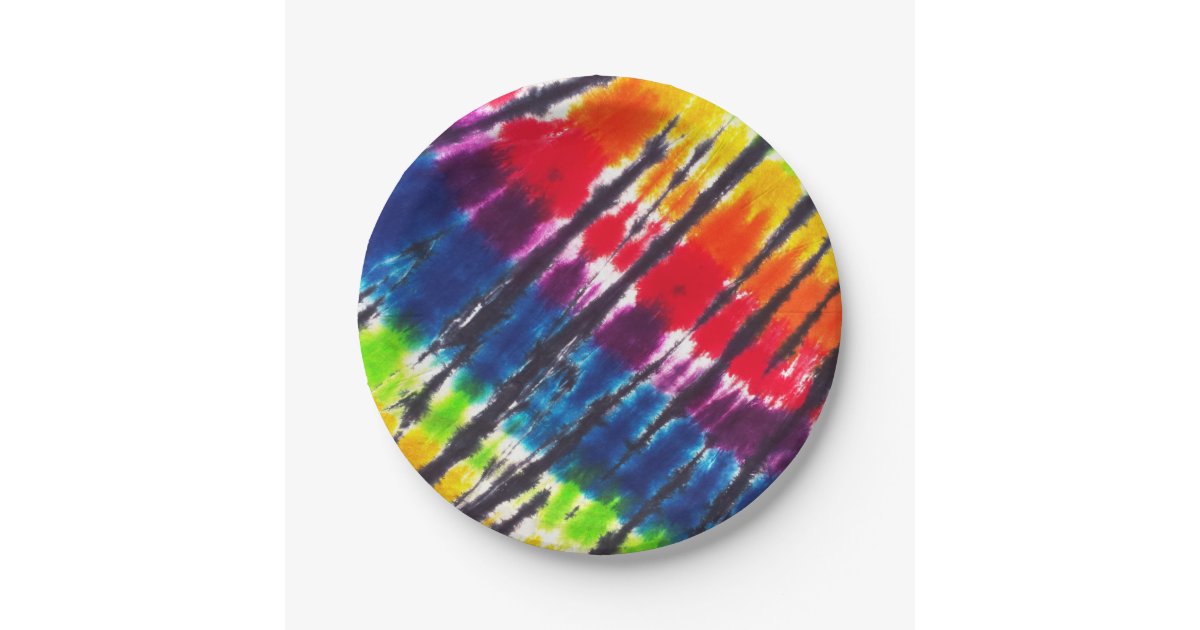 rainbow-tie-dye-paper-plate-zazzle