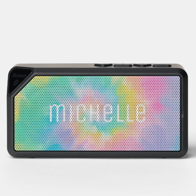 Rainbow Tie Dye Pattern Personalized Bluetooth Speaker (Front)
