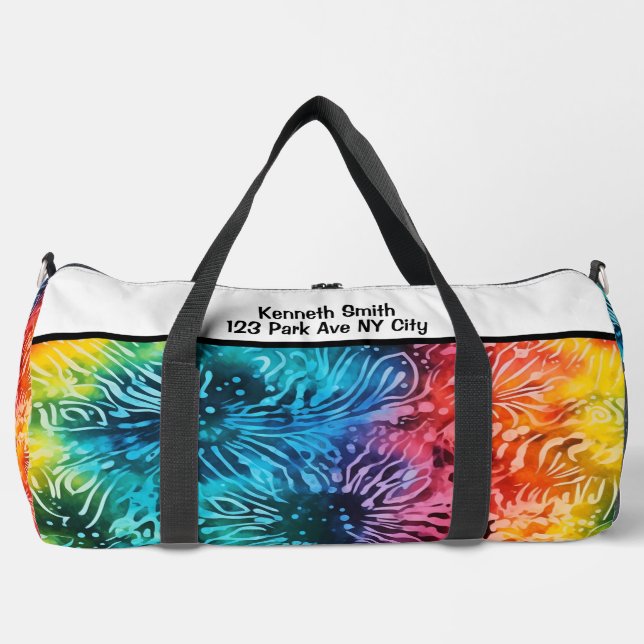 Rainbow Tie Dye Pattern Personalized Duffle Bag (Front)