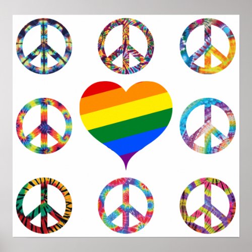 RAINBOW Tie dye Peace  Love POSTER