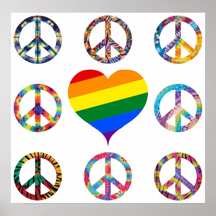 Rainbow Tie Dye Peace And Love Poster Zazzle