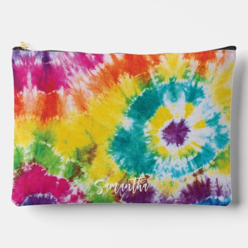 Rainbow Tie Dye Personalized Colorful Accessory Pouch