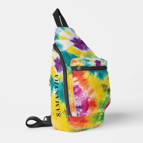 Rainbow Tie Dye Personalized Colorful Sling Bag