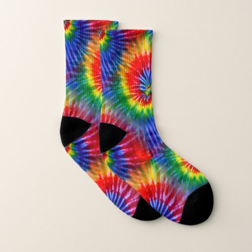 Rainbow Tie Dye Psychedelic Retro Fun Hippie Socks