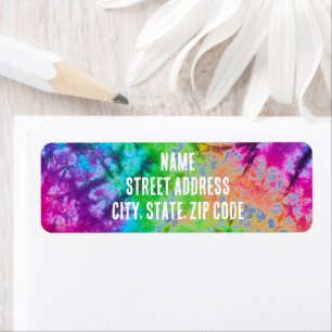 Rainbow Tie Dye Return Address Label Colorful
