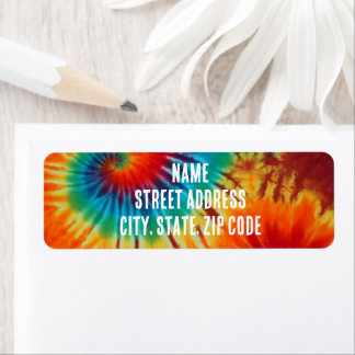 Rainbow Tie Dye Return Address Label Colorful