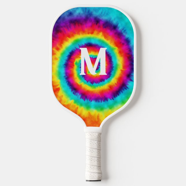 Rainbow Tie Dye Signature  Pickleball Paddle (Front)