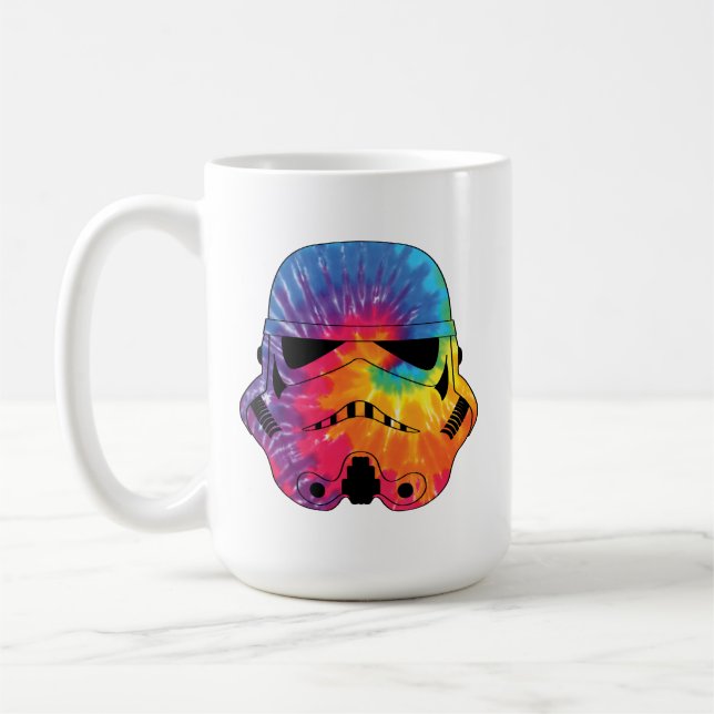 Rainbow Tie Dye Stormtrooper Helmet Coffee Mug (Left)
