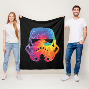 Rainbow Tie Dye Stormtrooper Helmet Fleece Blanket
