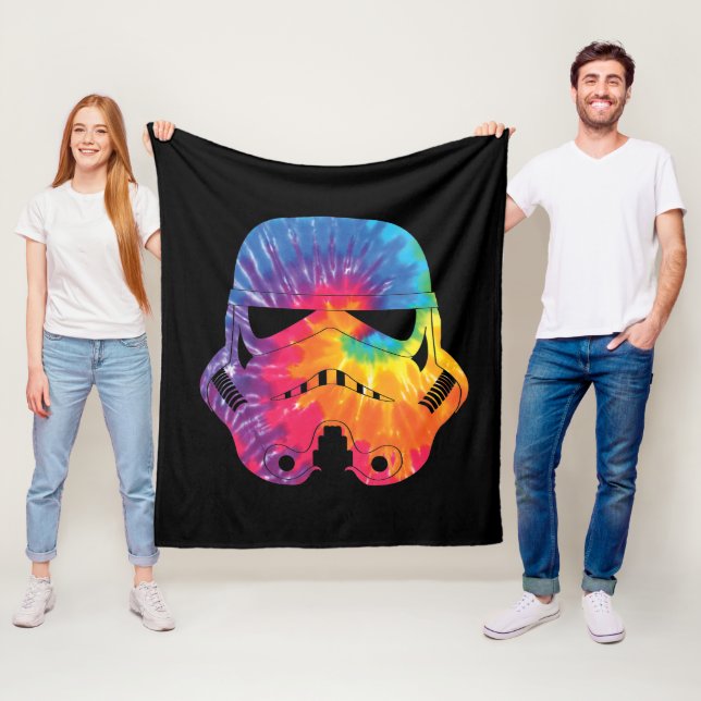 Rainbow Tie Dye Stormtrooper Helmet Fleece Blanket (In Situ)