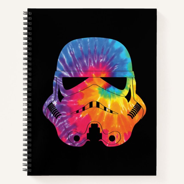 Rainbow Tie Dye Stormtrooper Helmet Notebook (Front)