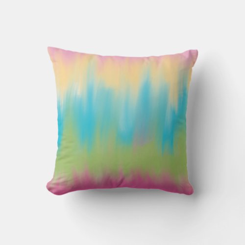 Rainbow Tie Dye Stripes Throw Pillow
