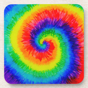 Rainbow Tie-Dye Swirl Beverage Coaster