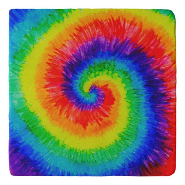 Rainbow Tie-Dye Swirl  Beverage Coaster (Front)