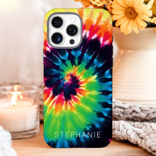 Rainbow Tie Dye Swirl Custom Name Iphone 16 Pro Max Case