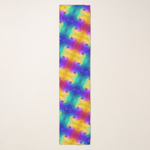 Rainbow Tie Dye Swirl Kaleidoscope Silk Scarf