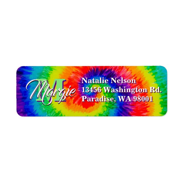 Rainbow Tie-Dye Swirl  Label (Front)