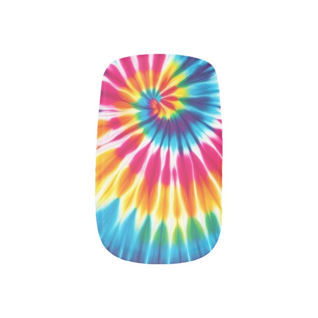 Rainbow Tie Dye Swirl Minx Nail Art (Left Thumb)