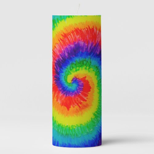 Rainbow Tie_Dye Swirl  Pillar Candle