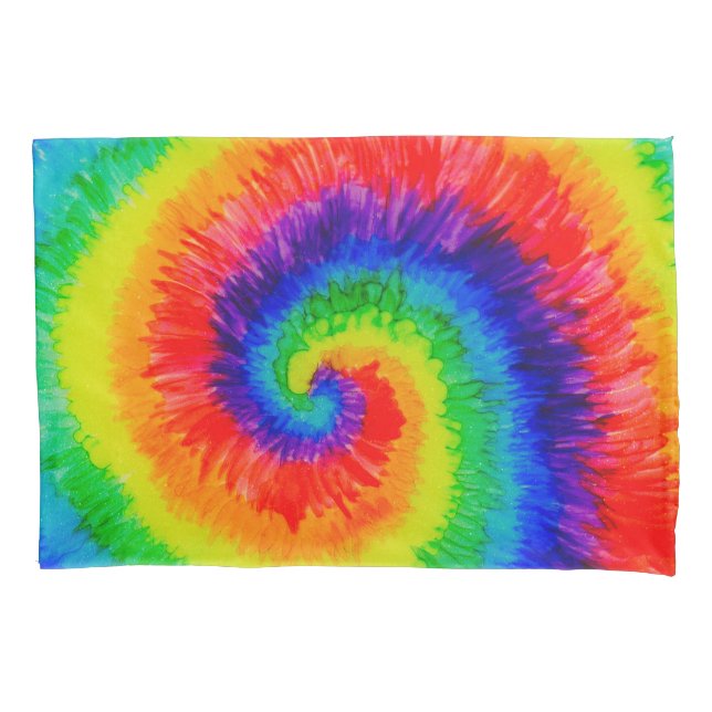 Rainbow Tie-Dye Swirl Pillow Case (Front)