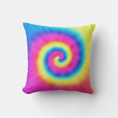 Rainbow Tie Dye Swirl Throw Pillow