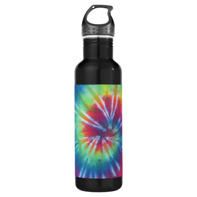 Rainbow Tie Dye Swirl Water Bottle (Front)