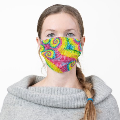 Rainbow Tie Dye swirls colorful Adult Cloth Face Mask