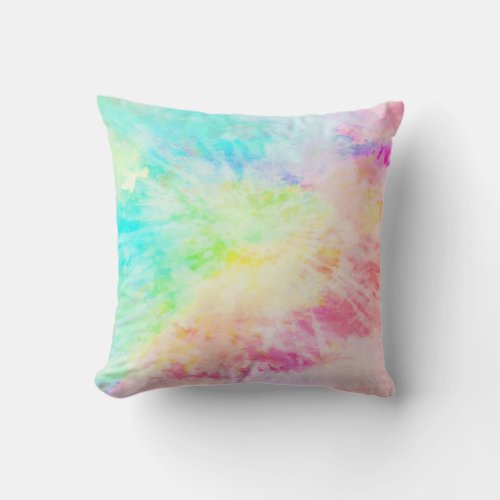 Rainbow Tie Dye Throw Pillow