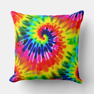 Rainbow Tie Dye Throw Pillow