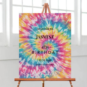 Rainbow Tie Dye whimsical Birthday Party Welcome Poster
