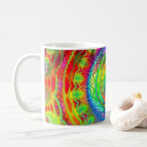 Rainbow Tiedye Fractal Mandala Coffee Mug