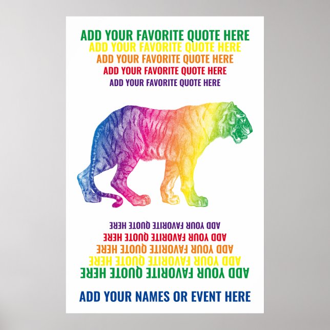 Rainbow Tiger Add Your Name Favorite Quote Wildcat Poster (Front)